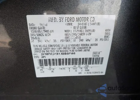 2018 Ford Edge Titanium z USA, uszkodzony, nr VIN 2FMPK3K81JBB58386